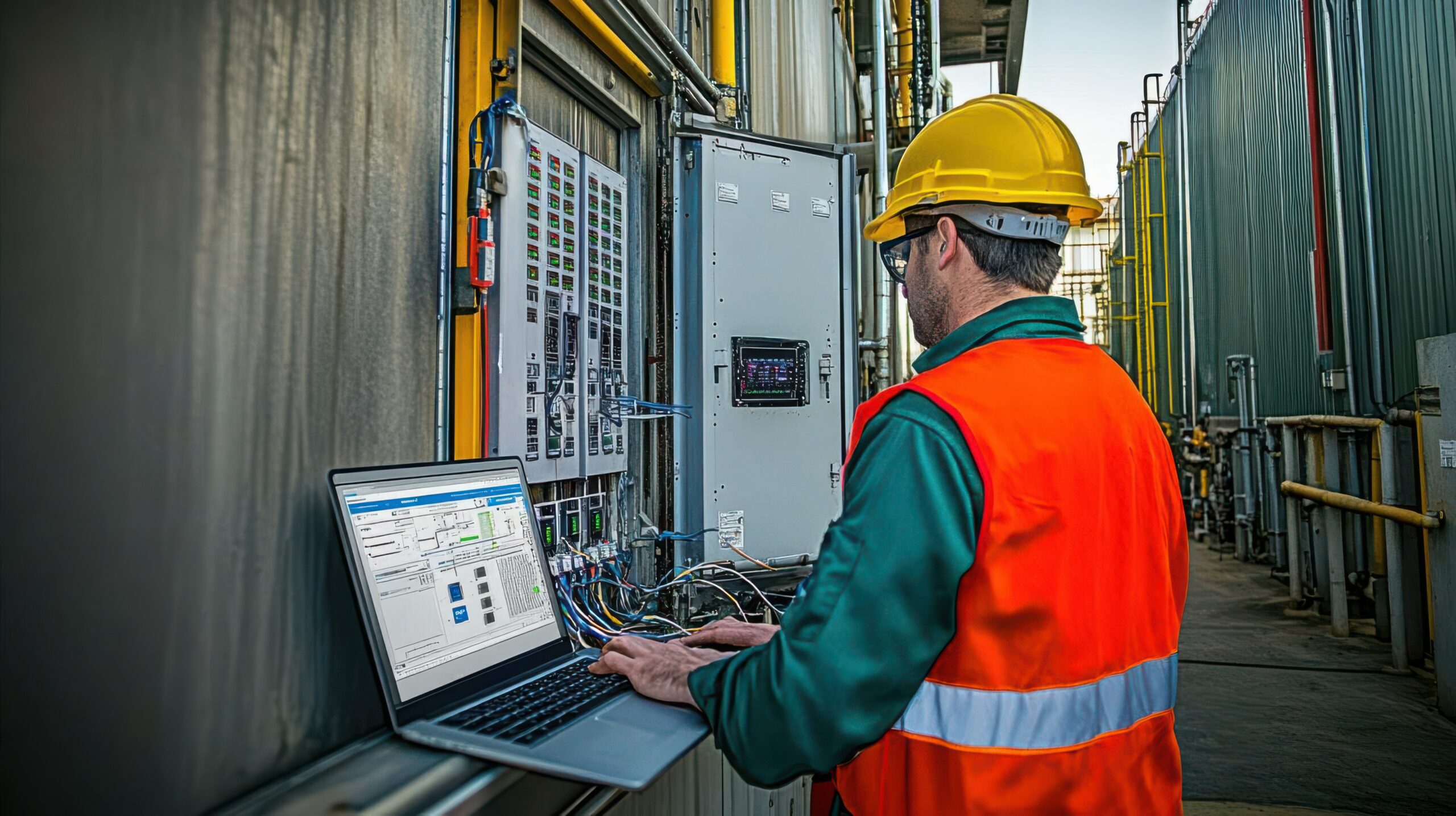 Technician working on industrial equipment